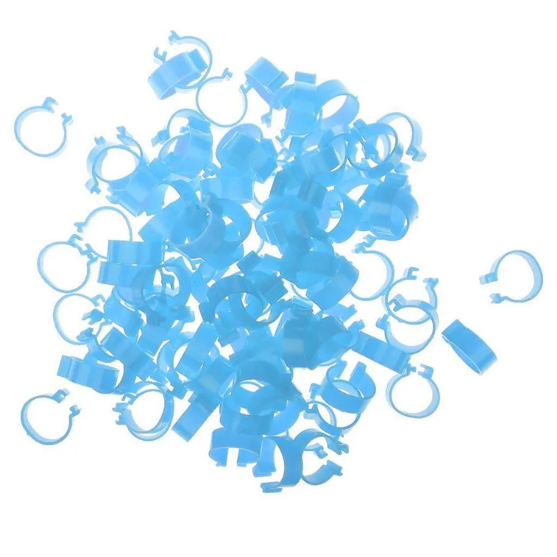 100 Peças De Bracelete De Anéis De Perna De Aves De Capoeira 1,8 Cm Azul