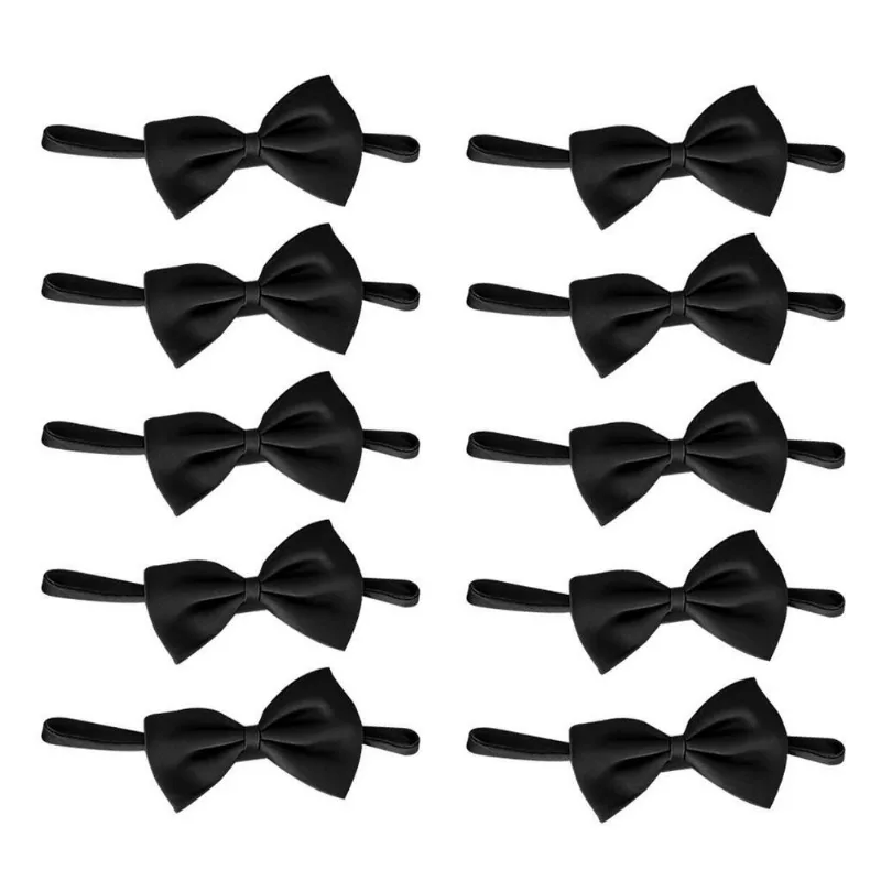 10 Pçs De Smoking Sólido Formal De Gravata Borboleta Pré-amarrada Clássica Para