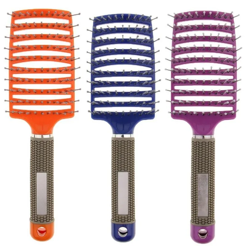 3 Pçs Escova De Cabelo Ventilada Curva Grande Para Desembaraçar A Secagem