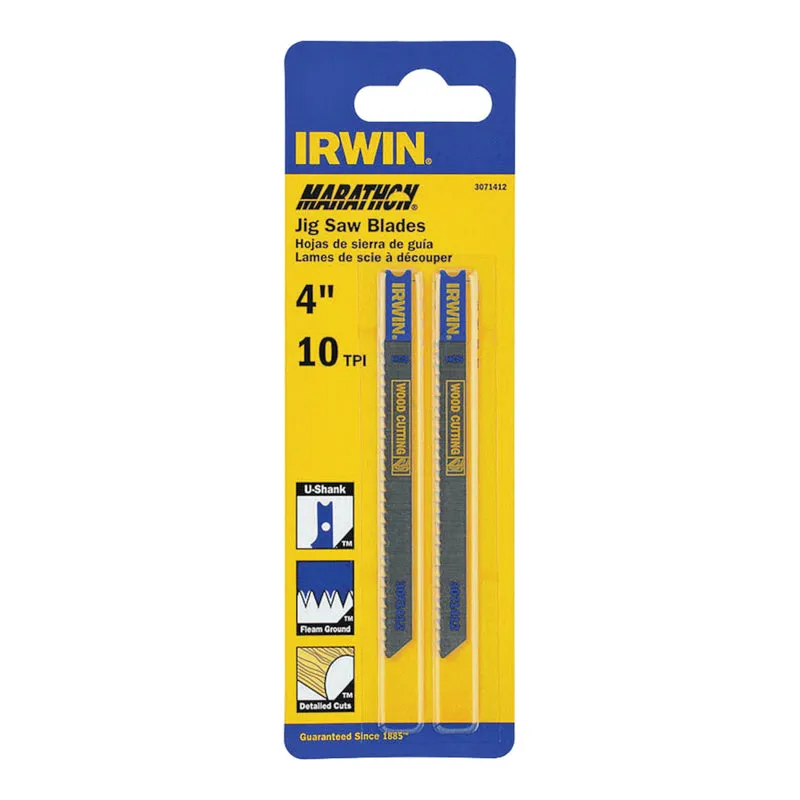 Jig Saw Blade Irwin Marathon Em Aço Carbono U-shank 10tpi 4 Polegadas