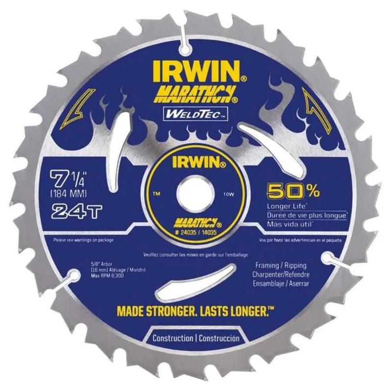 IRWIN Marathon with Weldtec 7-1/4-in 24-Tooth Standard tooth Carbide Circular Saw Blade