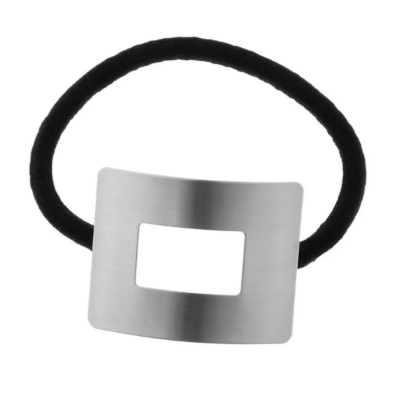 Anel De Suporte De Rabo De Cavalo Elástico Envoltório De Punho Geométrico De Metal