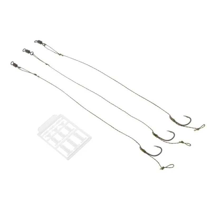 3 Peças De Plataformas De Pesca De Carpa Amarradas Prontas - Gancho Farpado Montado