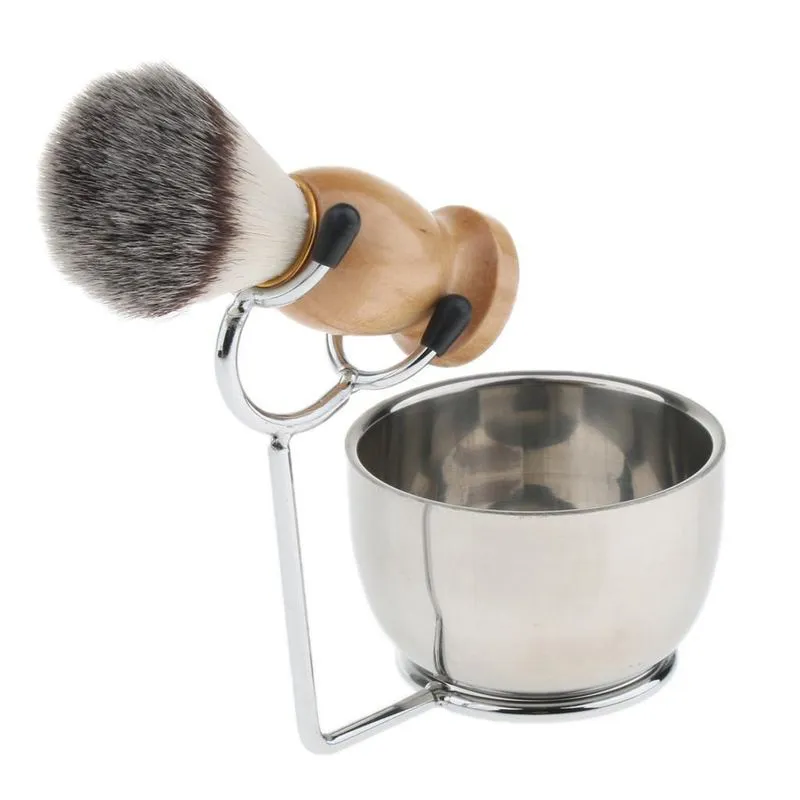 Escova De Barba Para Homem + Suporte De Aço Inoxidável + Sabão