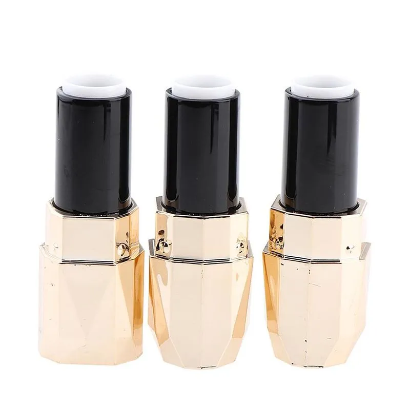 3 Pçs Tubos De Batom Vazios Pretos Recarregáveis Abs Lip Gloss