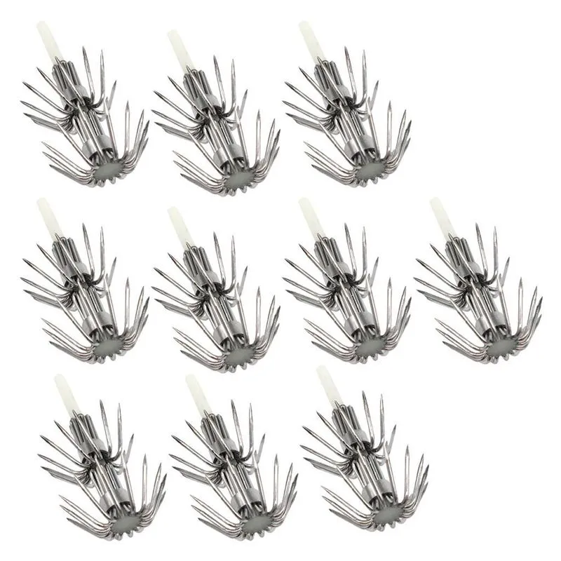 10 Peças De Ganchos De Isca De Lula Luminosa De Aço Inoxidável Egi De Pesca