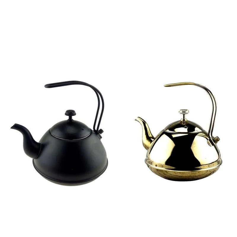 2pçs Chaleira De Café De Aço Inoxidável 2l Pescoço De Ganso Fino