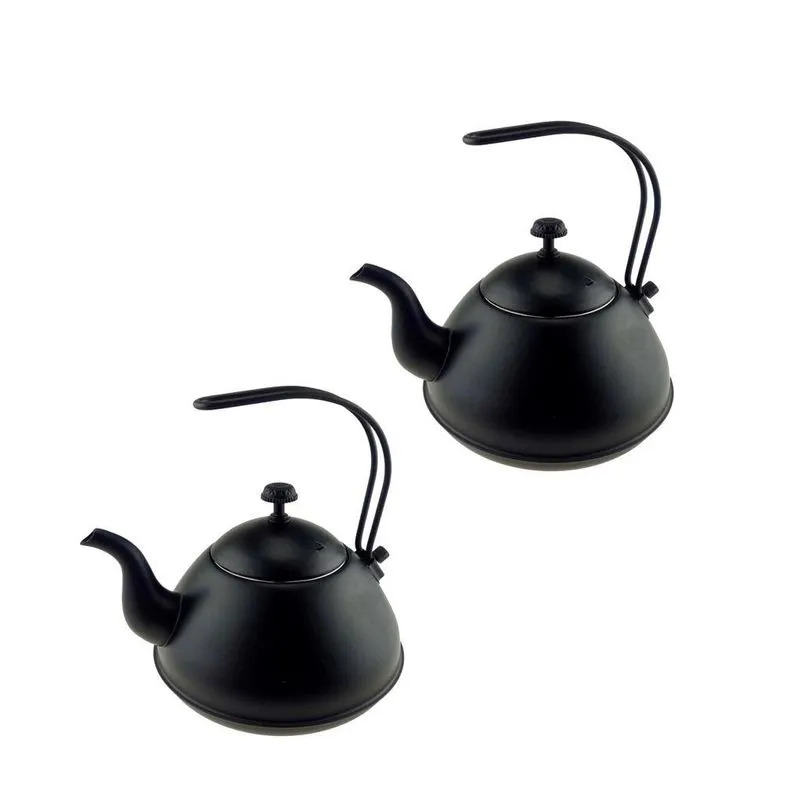 2pçs Chaleira De Café De Aço Inoxidável 2l Pescoço De Ganso Fino