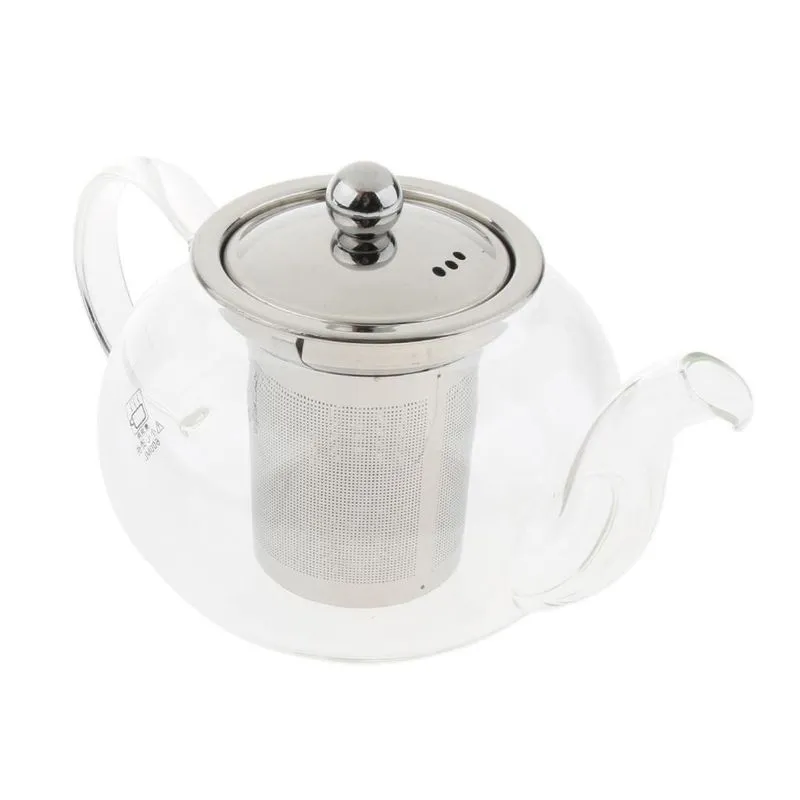 Bule De Vidro Com Infusor E Tampa De Aço Inoxidável, Chá De Folhas