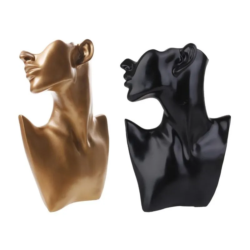 Exposição De Brincos De Colar De Jóias De Busto De Manequim De Resina 2 Peças
