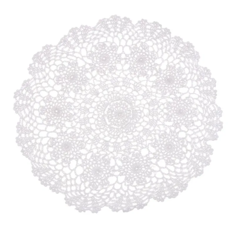 White Water Lily Crochet Cotton Lace Doily Table Placemats