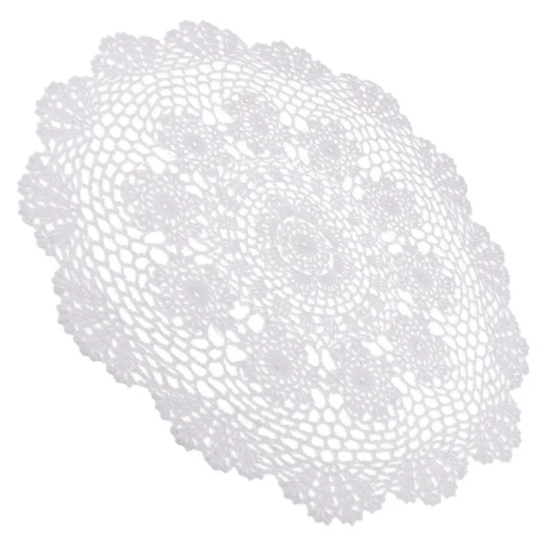 White Water Lily Crochet Cotton Lace Doily Table Placemats