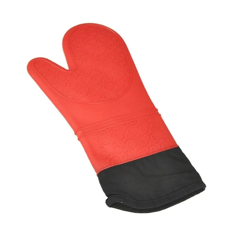 1 Pç De Silicone+ Luvas De Forno De Algodão Cozimento De Cozinha À Prova De Calor