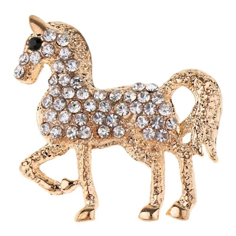Broches De Cavalo De Cristal Retrô Broches De Animais Para Mulheres