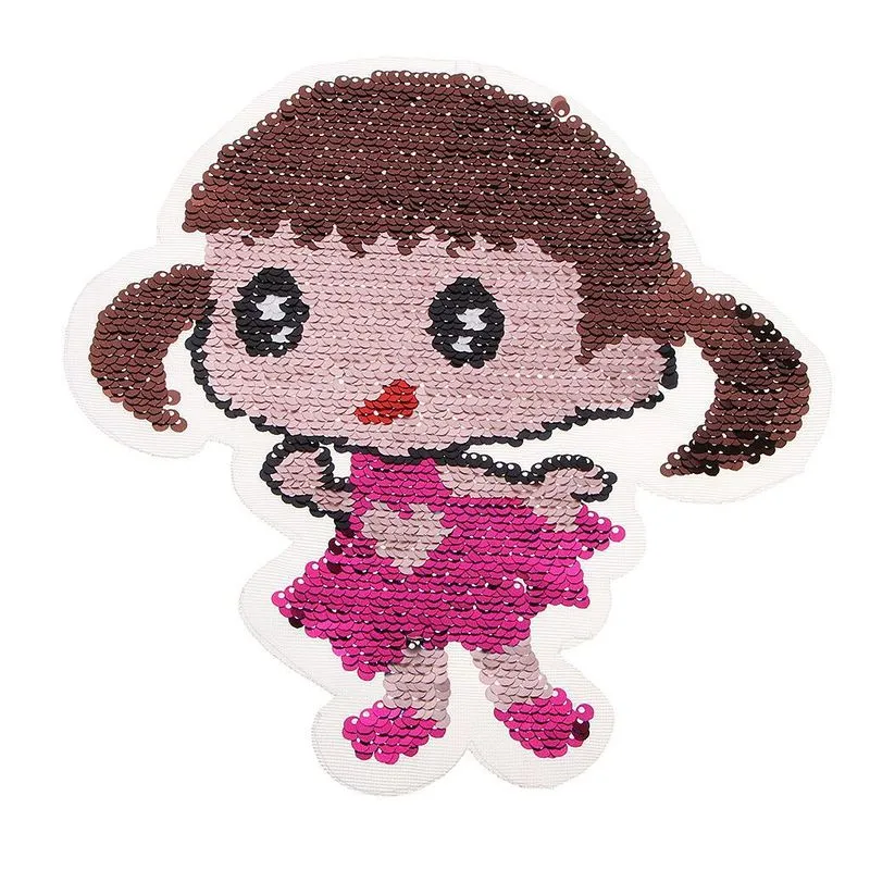 Adorável Meninas Bordado Lantejoulas Patch Roupas Aplique