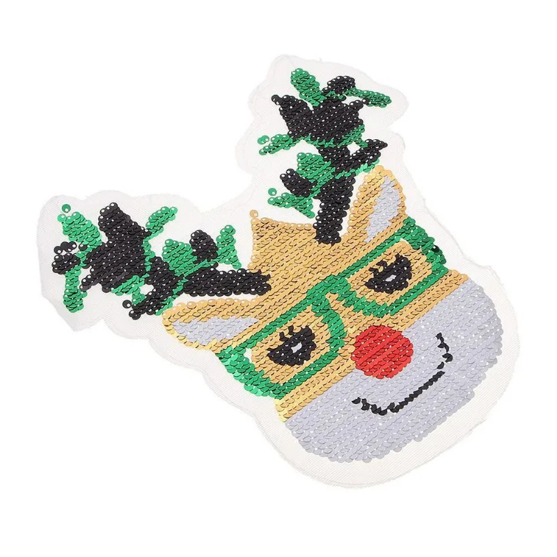 Deer Antler Bordado Lantejoulas Patch Roupas Aplique Costura
