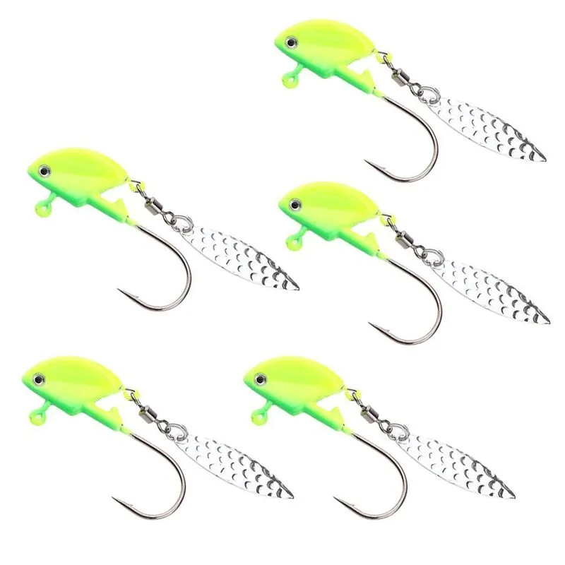 5 Peças De Iscas De Cabeça Shad Jigs Underspin Swimbait Ganchos Com