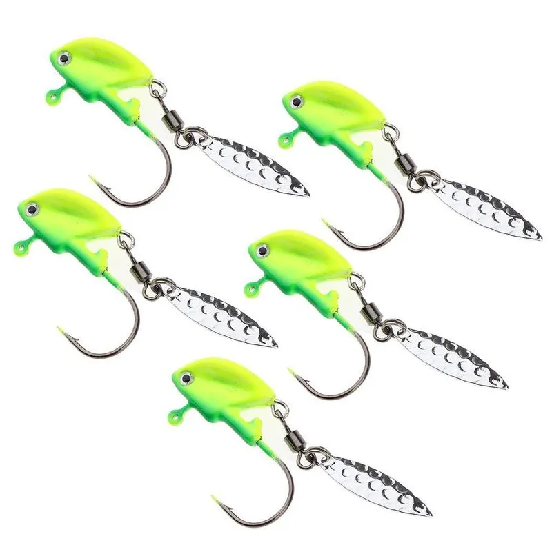 5 Peças De Iscas De Cabeça Shad Jigs Underspin Swimbait Ganchos Com