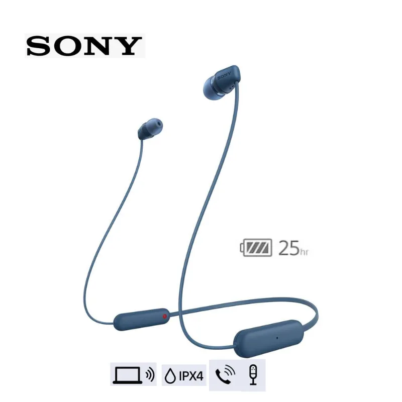 Audifonos Bluetooth Sony Wireless Wi C100 Bateria 25Hrs Ipx4 Azul