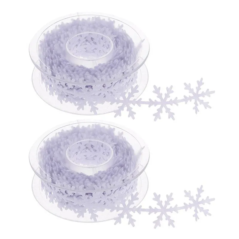 2 Rolos De 20 Metros De Acabamento De Fita De Floco De Neve De Poliéster Para Presente