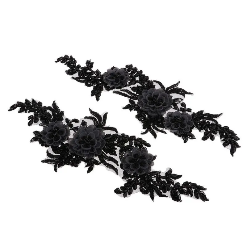 1 Par De Remendos Bordados Com Flores No Vestido Motivo De Costura