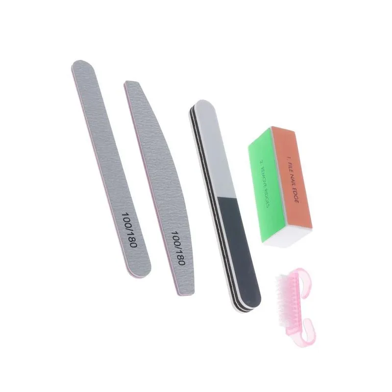 5x Limas De Unhas De 2 Lados De Grão 100/180 Emery Board 4 Way Buffer