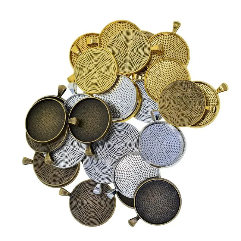 Base De Bandeja De Moldura Redonda Em Branco De 50 Peças 30mm Dia Cabochon