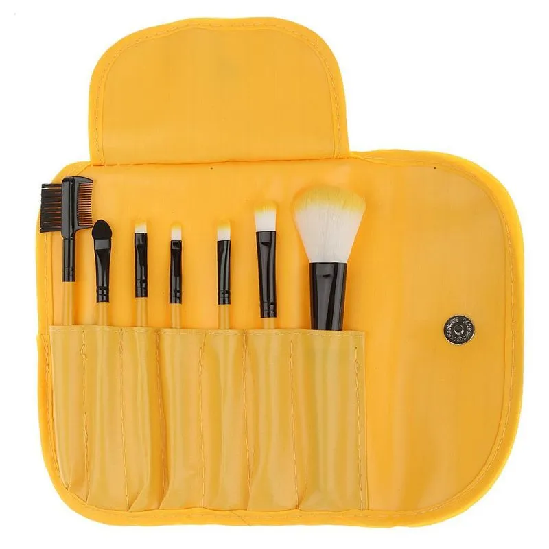 Conjunto De Pincéis Para Maquiagem Macia E Cosméticos 7 Pçs Para Sombra De Olhos + Bolsa