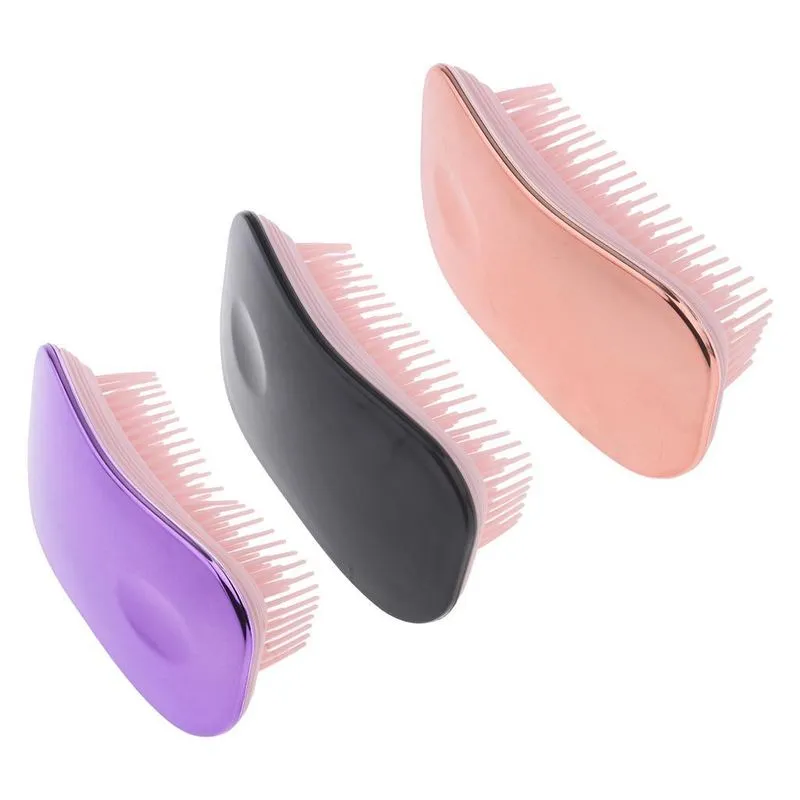 3 Conjuntos De Escova De Cabelo Escova De Massagem Antiestática Para Couro Cabeludo Preta