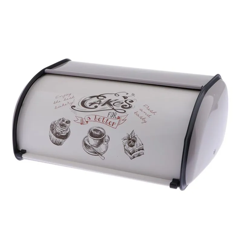 1 Peça De Recipiente De Armazenamento De Pão Keeper Iron Bread Bin Box Com
