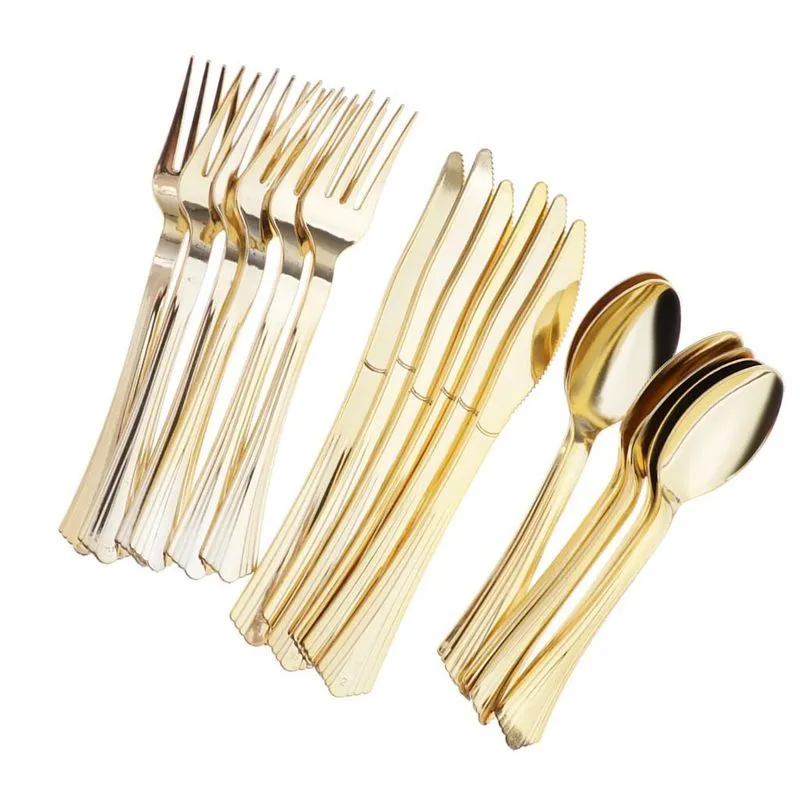 18/conjunto Utensílios De Mesa Conjunto De Talheres De Plástico Descartáveis Garfos Facas
