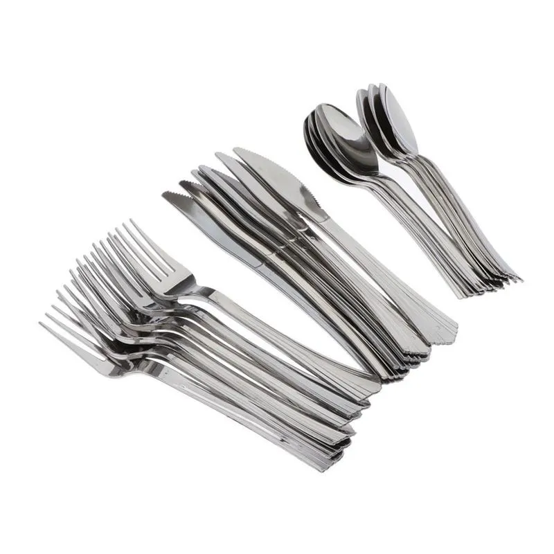 18/conjunto Utensílios De Mesa Conjunto De Talheres De Plástico Descartáveis Garfos Facas