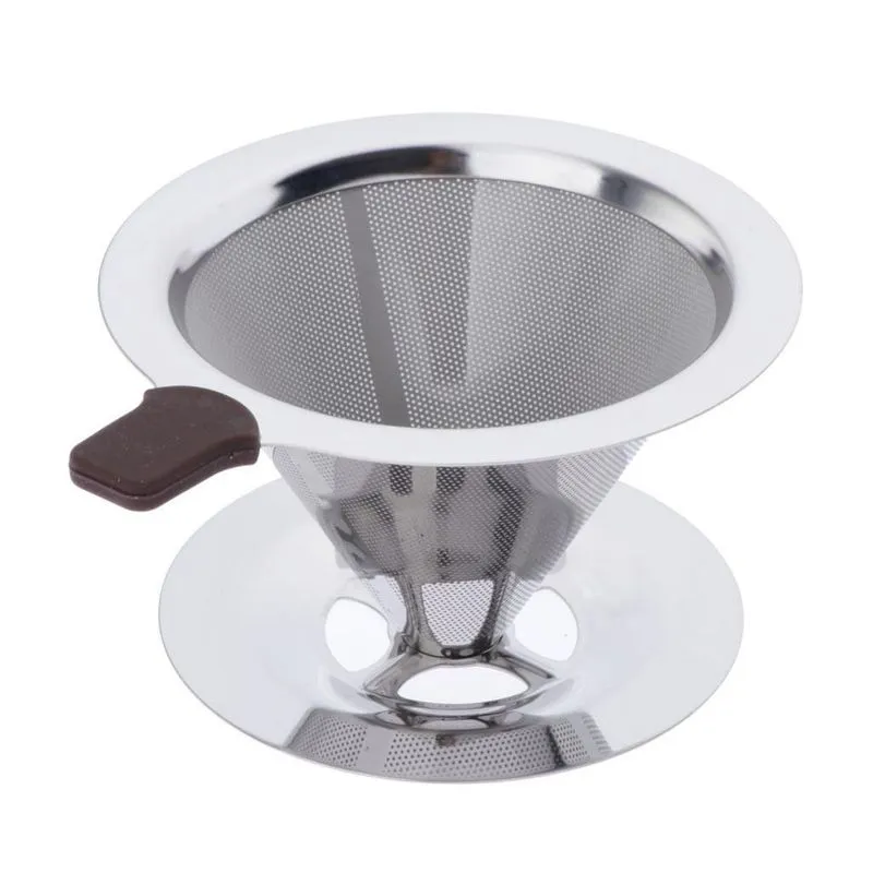 1 Pç Filtro De Café Aço Inoxidável Pour Over Cone Dripper