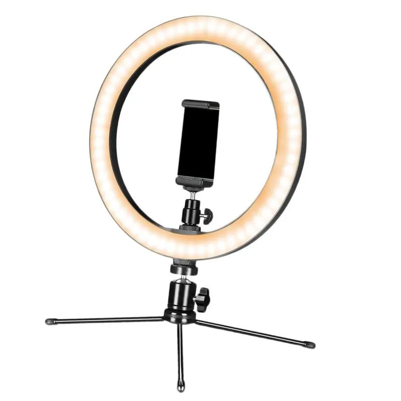 Suporte De Maquiagem De Fluxo De Telefone De Luz Ao Vivo Com Anel De Selfie Led De 10 "