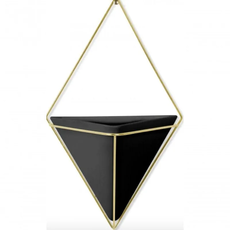 Vaso De Parede Grande Preto / Dourado - Umbra
