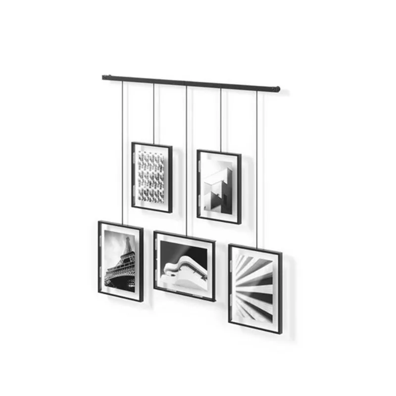 Umbra Exhibit Black Gallery Hanging Picture Frame Set w/ 5 Picture Frames