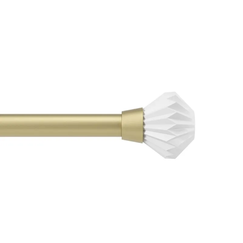 Umbra Pleat Stainless Steel Curtain Rod - Gold Finish and White Finials - 42 to 120-in