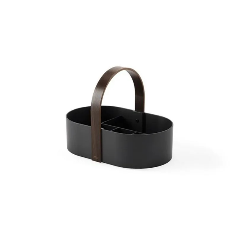 Umbra Bellwood 9 x 7.75 x 12-in Plastic and Wood Storage Caddy - Black/Walnut