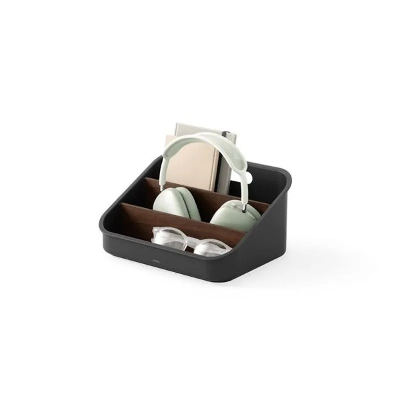 Umbra Bellwood Plastic and Wood 3-Section Counter Organizer - Black/Walnut