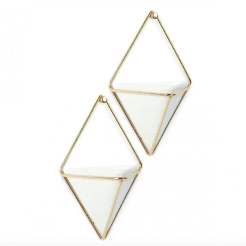 Conjunto De Vaso De Parede 2 Peças Branco Trigg - Umbra