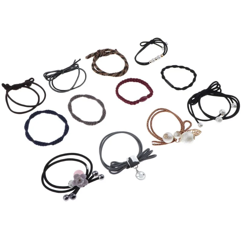 Conjunto De 12 Elásticos Suporte De Rabo De Cavalo Arco De Cabelo Anel De Cabelo