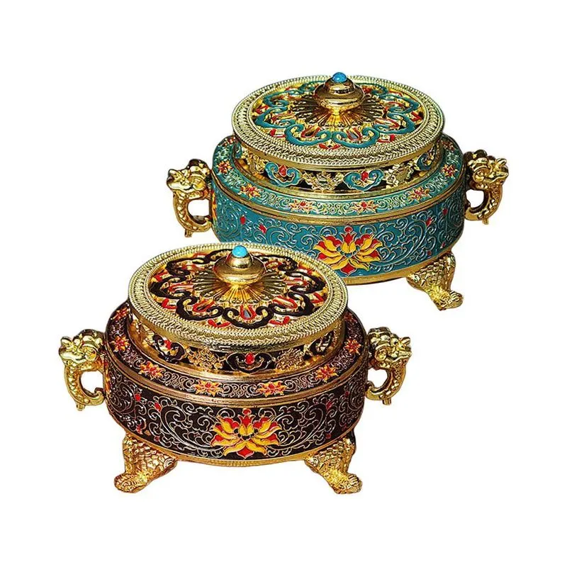 Bobina De Flor Tibetana De Lótus Pintada Na Cor De Liga Antiga 2 Pçs