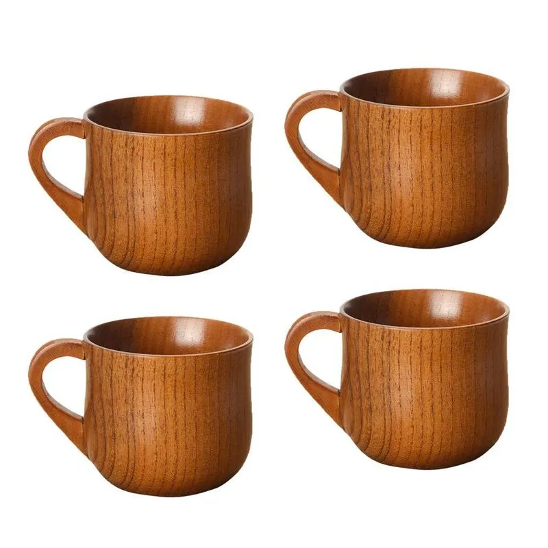 4 Pçs Xícara De Chá De Madeira De Jujuba Natural Xícara De Suco Caneca De Mesa Criativa