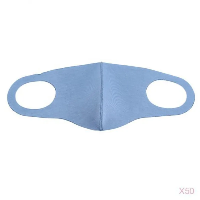 50 Pçs Máscara Bucal Máscara Facial Reutilizável À Prova De Poeira Azul