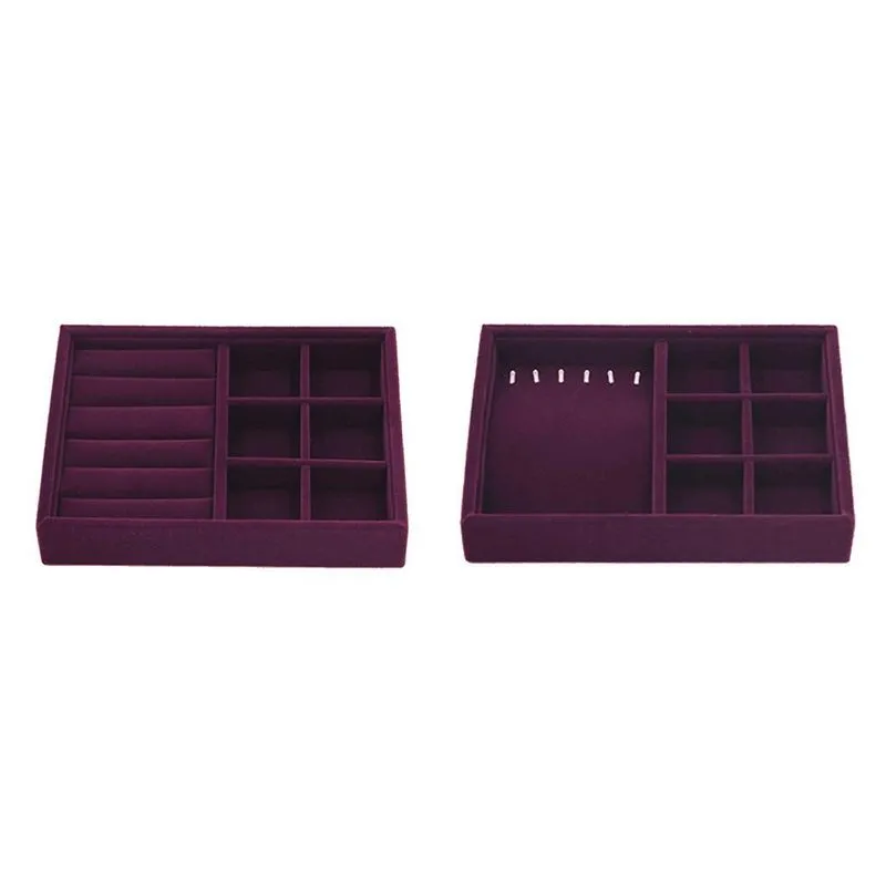 2x Expositor De Jóias Empilhável De Veludo Elegante