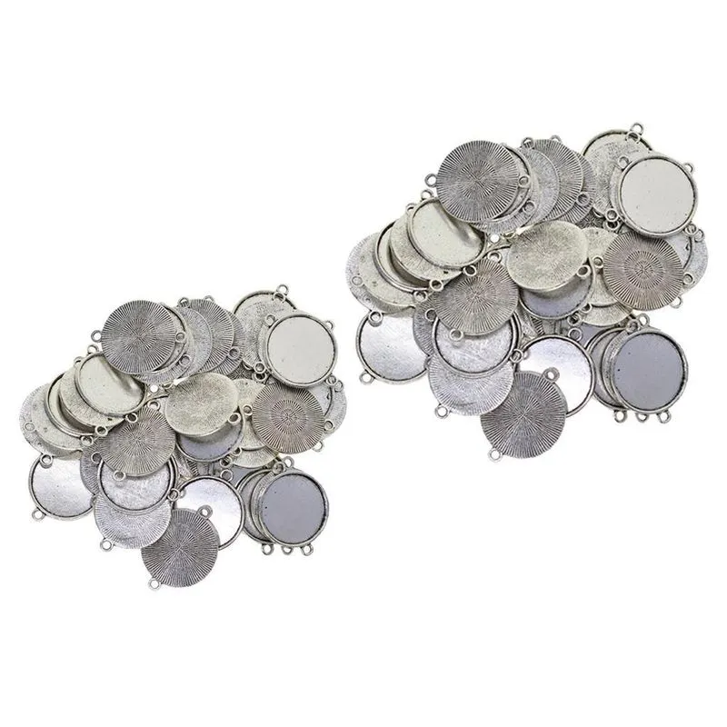 100 Peças De Pingente Redondo De Prata Tibetana Base De Cabochão Em Branco