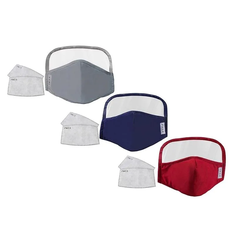 3 Peças De Máscaras De Proteção Bucal Antipoeira Para Adultos Com Shiel Transparente Para Os Olhos