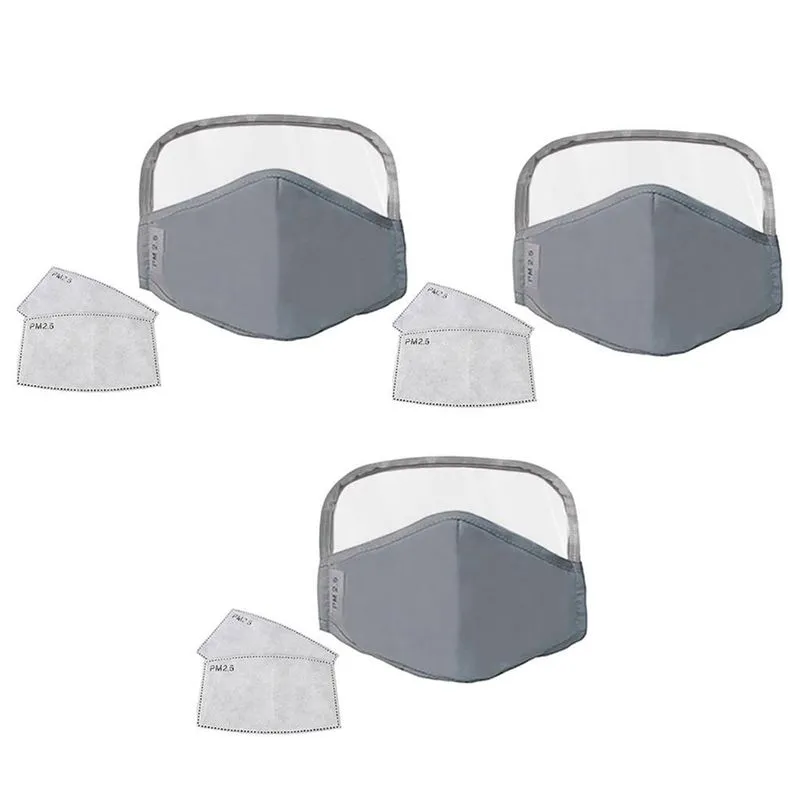 3 Peças De Máscaras De Proteção Bucal Antipoeira Para Adultos Com Olhos Claros