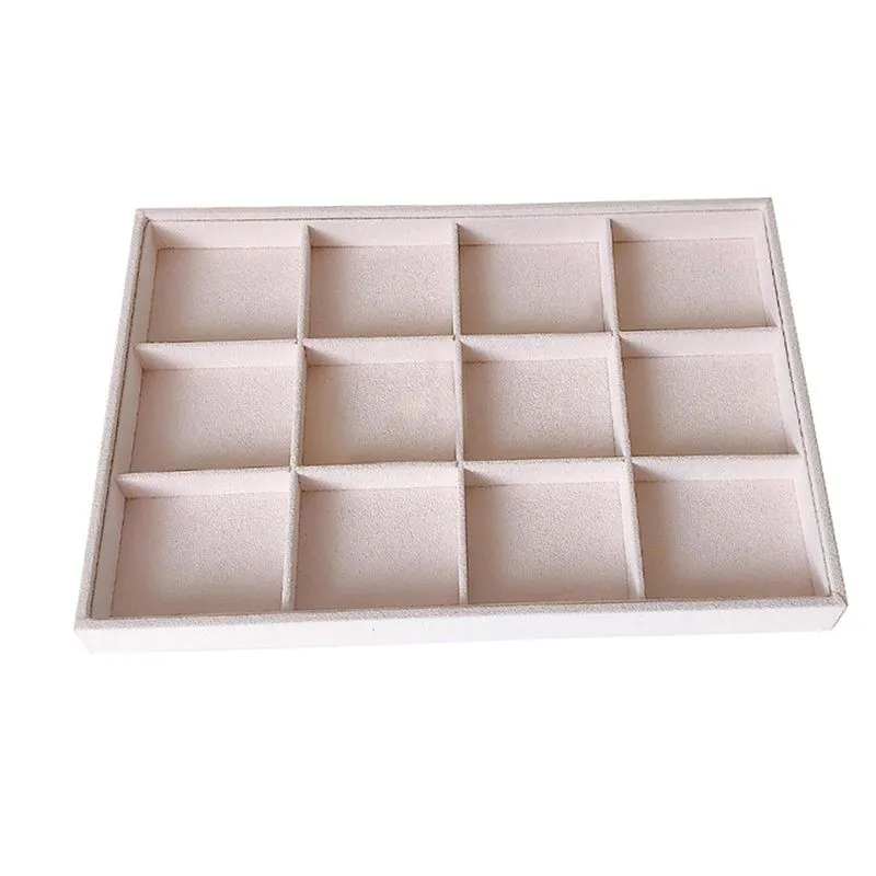 Colar De Brinco Com Suporte Para Bandeja De Armazenamento De Joias De Veludo Bege