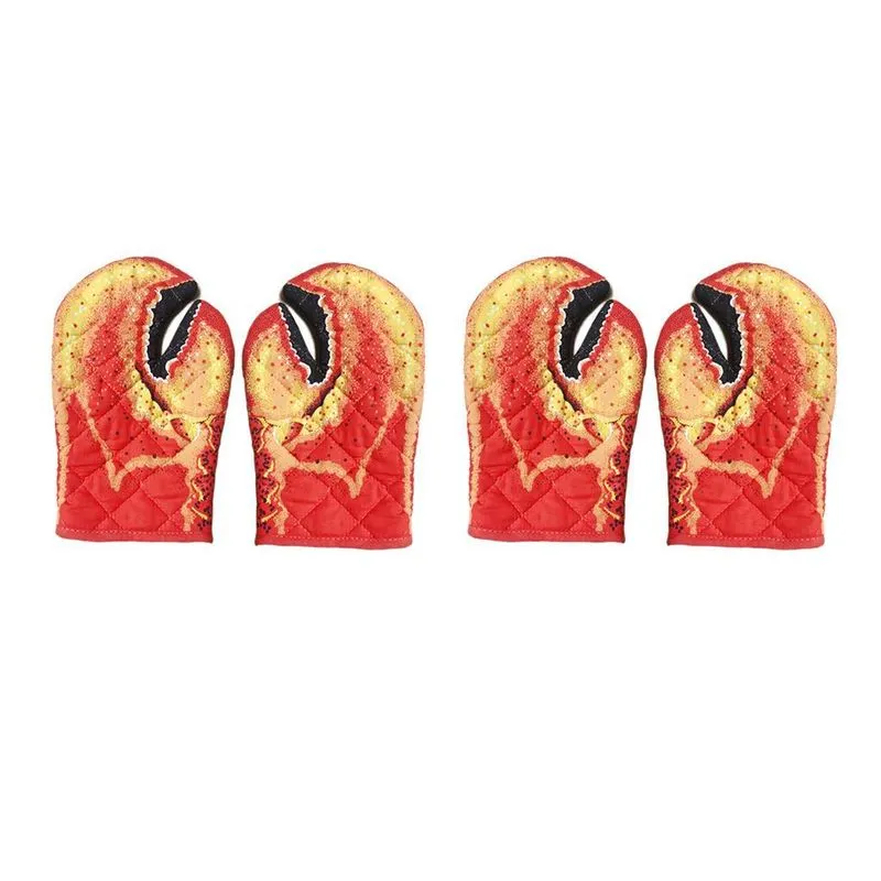 2 Pares De Luvas De Cozinha House Lobster Claw Oven Mitts Grill